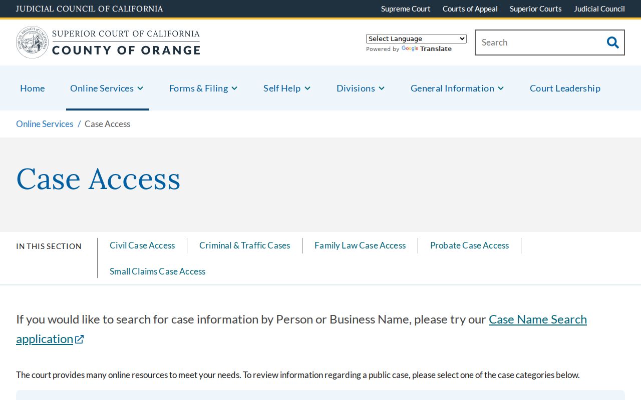 Orange residents directory court case access
