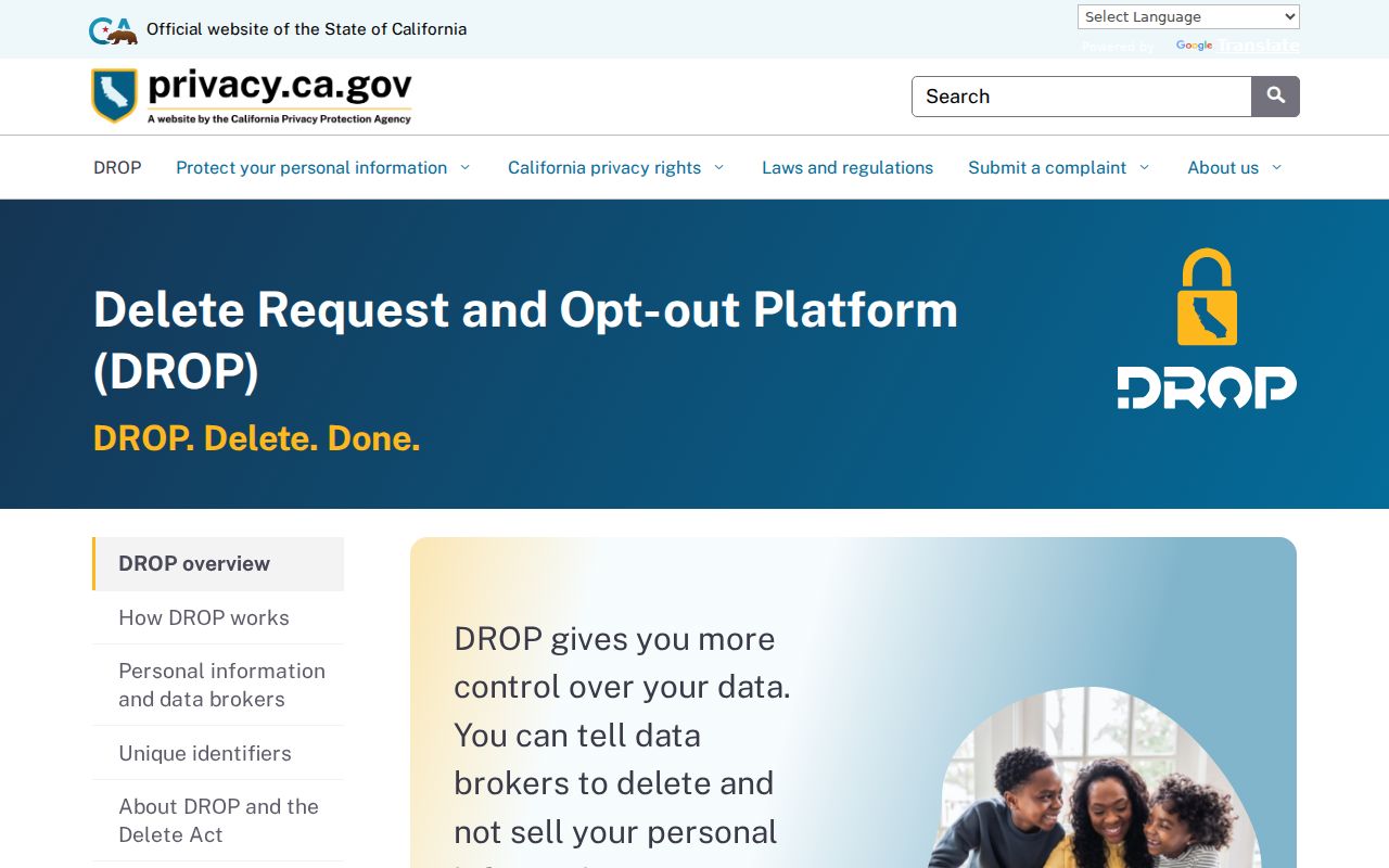 Orange ZIP code directory California data deletion platform