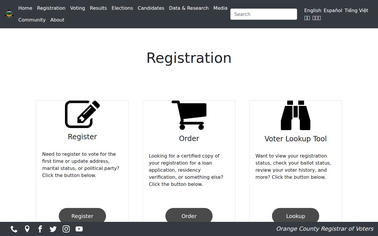 Orange ZIP code directory voter registration information