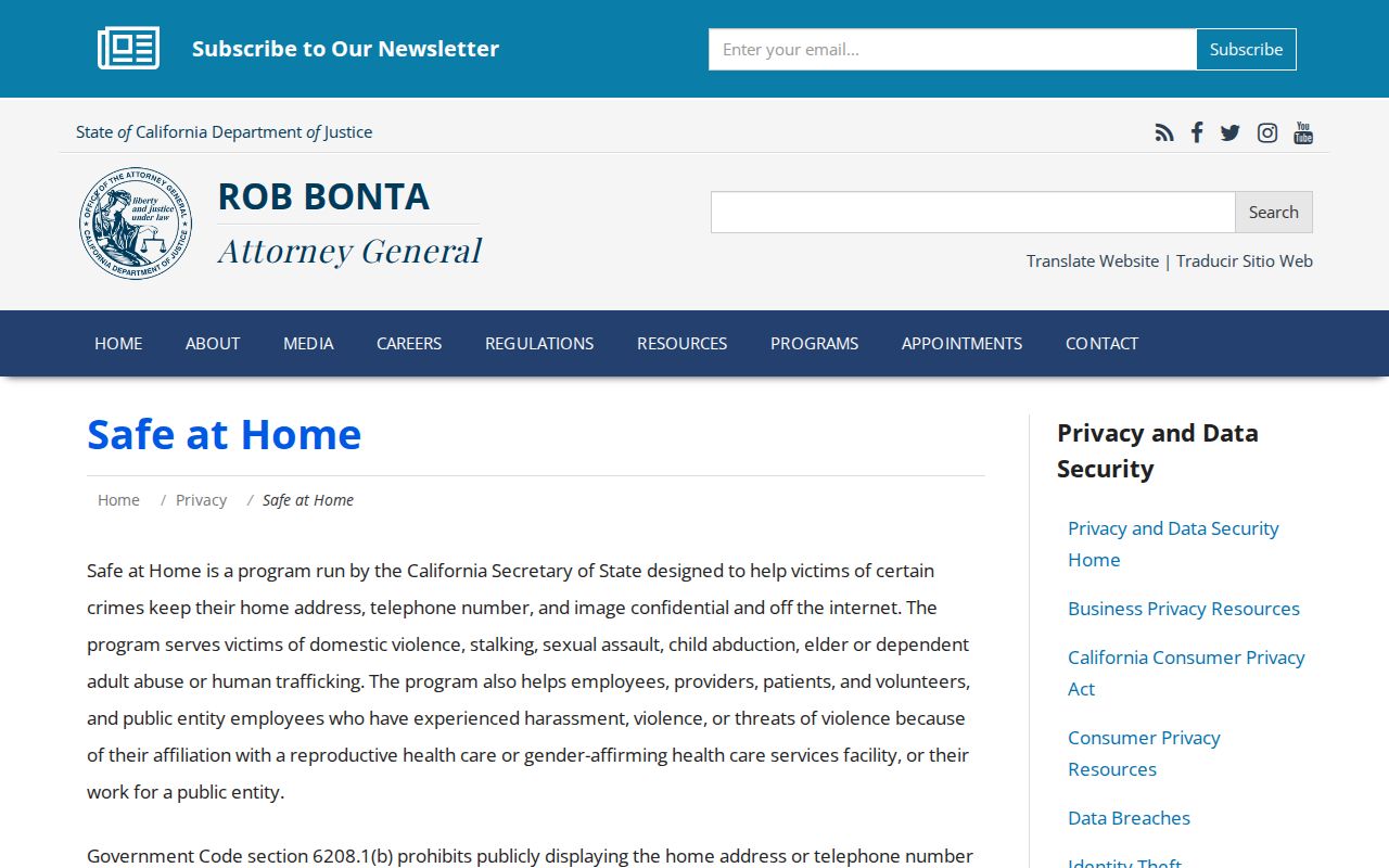 Orange ZIP code directory Safe at Home confidentiality program